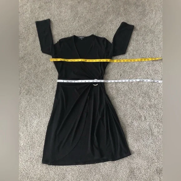 Glamour Party Dress 4P Faux Wrap stretchy gathered side rhinestone’s buckle - Picture 6 of 13